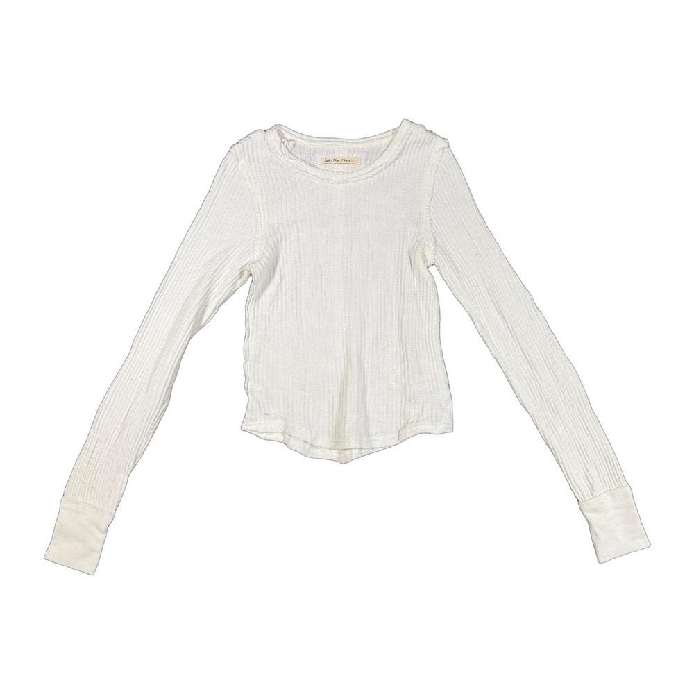 We The Free White Waffle Knit Thermal Long Sleeve Tops XS NWOT Womens Cotton